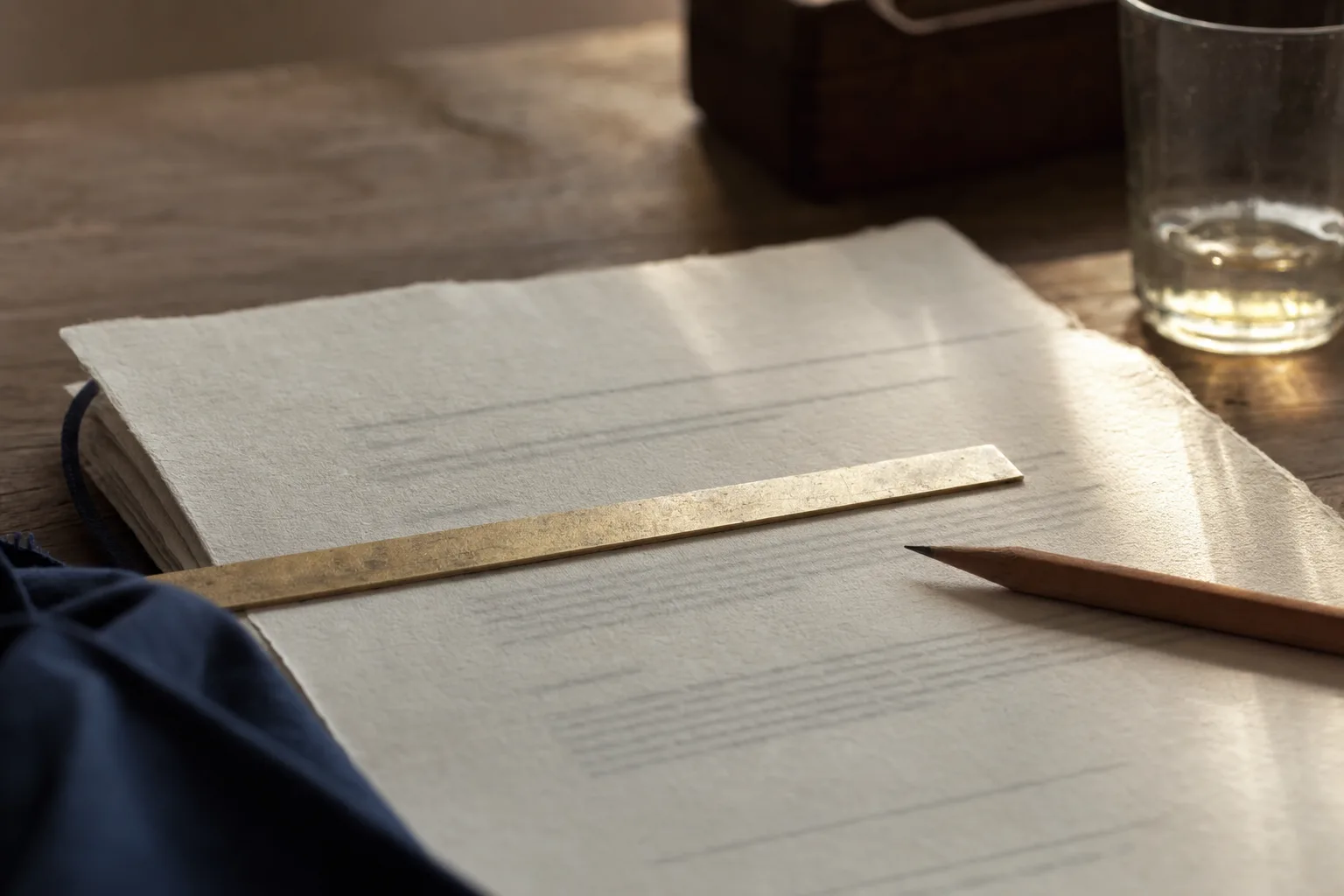 Detalhe de um contrato impresso com uma régua marcando uma linha do texto