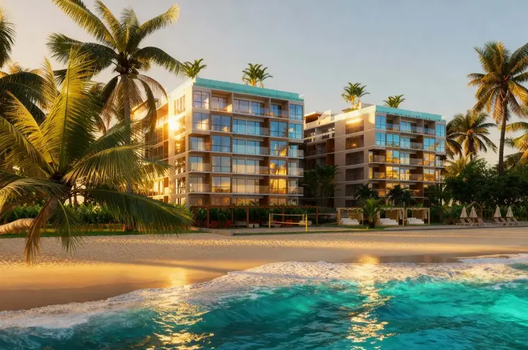 Prédio residencial de frente para o mar, imóvel de temporada